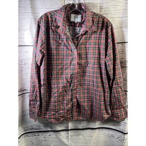 The Shirt by Rochelle Behrens Shirt Womens Size XL  Red Plaid Button Up